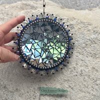 Pewter Heart Mosaic Garden Wind Spinner, Home Decor, Garden Decor Suncatcher, Gardening Gift,