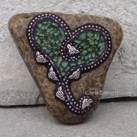Mosaic Heart, Green Heart, Mosaic Rock, Garden Stone, Home Decor, Gardener Gift, Garden Decor,