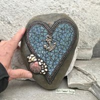 Love is an Anchor / Heart -Mosaic / Garden Stone