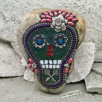 Dia de los Muertos / Day of the Dead / Skull and Keys Mosaic  / Garden Stone (2)