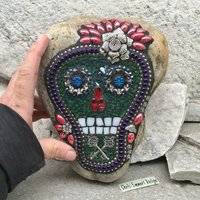Dia de los Muertos / Day of the Dead / Skull and Keys Mosaic  / Garden Stone (2)