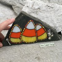 3 Candy Corn Mosaic on Gray Stone / Garden Stone