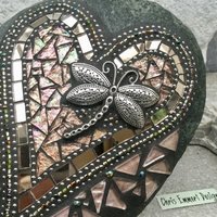 Bronze/Copper Mosaic Heart, Garden Stone, Mosaic, Garden Decor