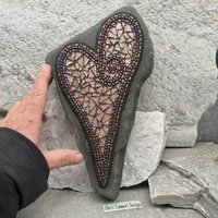 Iridescent Copper Mosaic Heart, Garden Stone, Mosaic, Garden Decor