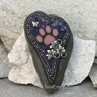 Purple Mosaic Heart, Paw, Lily, Pet Memorial, Garden Stone,  Gardener Gift, Home Decor, Garden Decor,