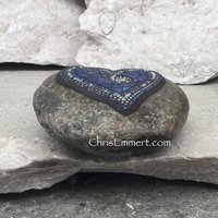 Cobalt Blue Mosaic Heart, (A) Mosaic Garden Stone, Gardner Gift, Garden Decor, Mosaic Rock