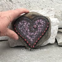 Medium Pink Heart, Garden Stone, Mosaic, Garden Decor