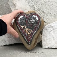 Mirror Heart, Mosaic, Garden Stone, Hummingbird, Gardener Gift, Home Decor, Garden Decor