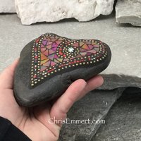 Iridescent Red Valentine Heart, Mosaic Paperweight / Garden Stone
