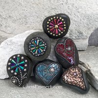 Stocking Stuffer Garden Stone/Paperweights #3 Group, Mosaic Hearts and Bursts,  Mosaic Garden Stone, Gardening Gift,