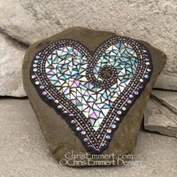 Starfish Iridescent Blue Mosaic Heart, Mosaic Garden Stone, Gardner Gift, Garden Decor, Mosaic Rock