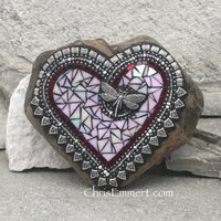 iridescent mosaic dragonfly heart