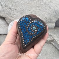Stocking Stuffer Garden Stone/Paperweights #2 Group, Mosaic Hearts and Bursts,  Mosaic Garden Stone, Gardening Gift,