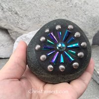 Stocking Stuffer Garden Stone/Paperweights #2 Group, Mosaic Hearts and Bursts,  Mosaic Garden Stone, Gardening Gift,