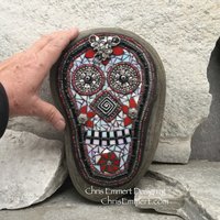 Day of the Dead /Dia de los Muertos / Skull Mosaic  / Garden Stone