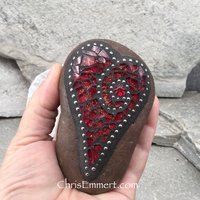 Stocking Stuffer Garden Stone/Paperweights #2 Group, Mosaic Hearts and Bursts,  Mosaic Garden Stone, Gardening Gift,