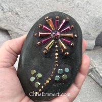 Stocking Stuffer Garden Stone/Paperweights #2 Group, Mosaic Hearts and Bursts,  Mosaic Garden Stone, Gardening Gift,
