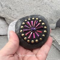 Stocking Stuffer Garden Stone/Paperweights #2 Group, Mosaic Hearts and Bursts,  Mosaic Garden Stone, Gardening Gift,
