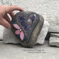 Purple Heart, Pink Petal Flower, Garden Stone, Mosaic, Garden Decor