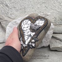 Butterfly Mirror Heart, Mosaic, Garden Stone,  Gardener Gift, Home Decor, Garden Decor