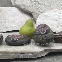 Pink and Purple Garden Stone/Paperweights #4 Group Mosaic Heart, Mosaic Rock, Mosaic Garden Stone, Home Decor, Gardening, Gardening Gift,