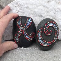 Iridescent Hug and Kiss, Garden Stone, Mosaic, Garden Decor, Paperweight