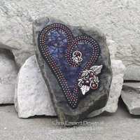 Purple Heart, Garden Stone, Mosaic, Garden Decor
