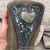 Heart in a Heart, Garden Stone, Mosaic, Garden Decor