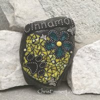 Pet Memorial in Teal and Yellow Garden Stone