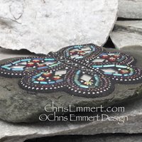 Red and Mirror Butterfly Mosaic -Garden Stone