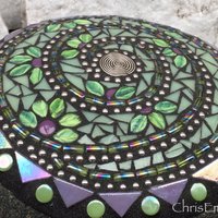 Olive Green and Lavender Mosaic Swirl,  Mosaic Garden Stone. Gardener Gift