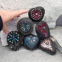 Stocking Stuffer Garden Stone/Paperweights #3 Group, Mosaic Hearts and Bursts,  Mosaic Garden Stone, Gardening Gift,