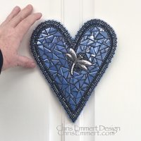 Wall Hanging Heart, Blue ( Glow in the Dark) Heart -Mosaic / Porch Decor, Wall Decor
