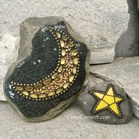 Moon and Star Mosaic / Porch Decor, Garden stone