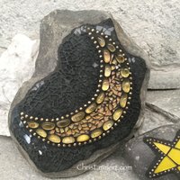 Moon and Star Mosaic / Porch Decor, Garden stone