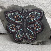 Red and Mirror Butterfly Mosaic -Garden Stone