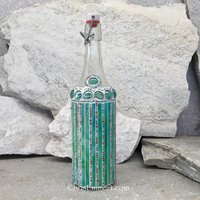 Mosaic Bottle. (2) Up-cycled Decanter, for Cooking Sherry, Olive Oil, Vinegar, Housewarming Gift,