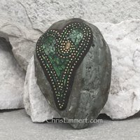 Green Heart,  Mosaic Rock, Garden Stone, Home Decor, Gardener Gift, Garden Decor,