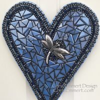 Wall Hanging Heart, Blue ( Glow in the Dark) Heart -Mosaic / Porch Decor, Wall Decor