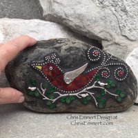 RedBird on a Branch Mosaic-Garden Stone