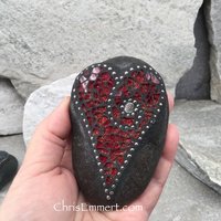 Stocking Stuffer Garden Stone/Paperweights #3 Group, Mosaic Hearts and Bursts,  Mosaic Garden Stone, Gardening Gift,