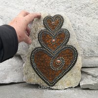 Amber Wall Hanging Heart, Heart-Mosaic / Porch Decor, Wall Decor