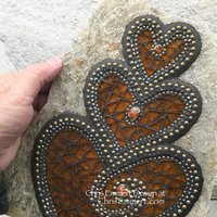 Amber Wall Hanging Heart, Heart-Mosaic / Porch Decor, Wall Decor