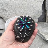 Stocking Stuffer Garden Stone/Paperweights #3 Group, Mosaic Hearts and Bursts,  Mosaic Garden Stone, Gardening Gift,