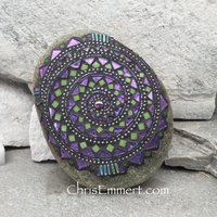 Purple and Green Mosaic Swirl,  Mosaic Garden Stone. Gardener Gift