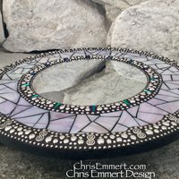 Lavender Mosaic Mirror, Round Mosaic Mirror, Home Decor