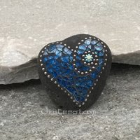 Garden Stone/Paperweights #1 Group Mosaic Heart, Mosaic Rock, Mosaic Garden Stone, Home Decor, Gardening, Gardening Gift,