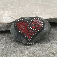 Garden Stone/Paperweights #1 Group Mosaic Heart, Mosaic Rock, Mosaic Garden Stone, Home Decor, Gardening, Gardening Gift,