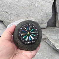 Stocking Stuffer Garden Stone/Paperweights #3 Group, Mosaic Hearts and Bursts,  Mosaic Garden Stone, Gardening Gift,