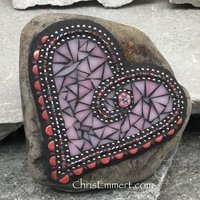 Medium Pink Heart, Garden Stone, Mosaic, Garden Decor